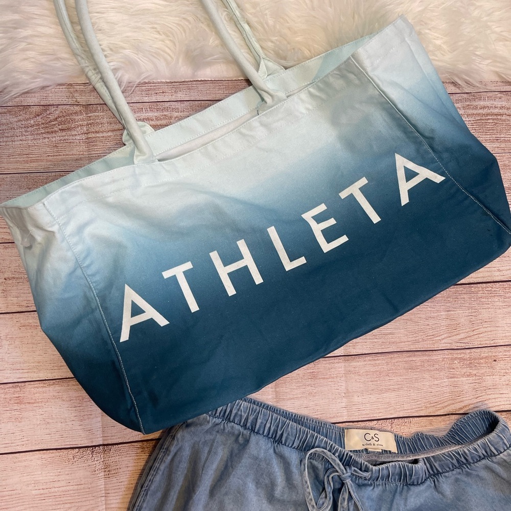 Athleta Ombre Teal Canvas Tote